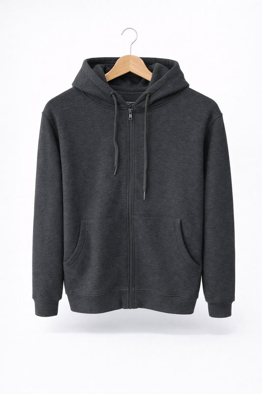 Gray Blue Zipper Hoodie