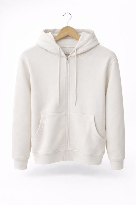 White Zipper Hoodie